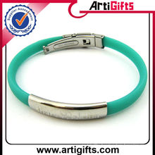 silicone hand bracelet with stainless steel engrave